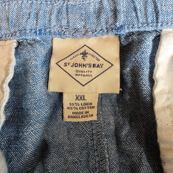 St John's Bay Linen Blend Pants Wide Leg Pull On Casual Comfy Blue XXL - Picture 3 of 3
